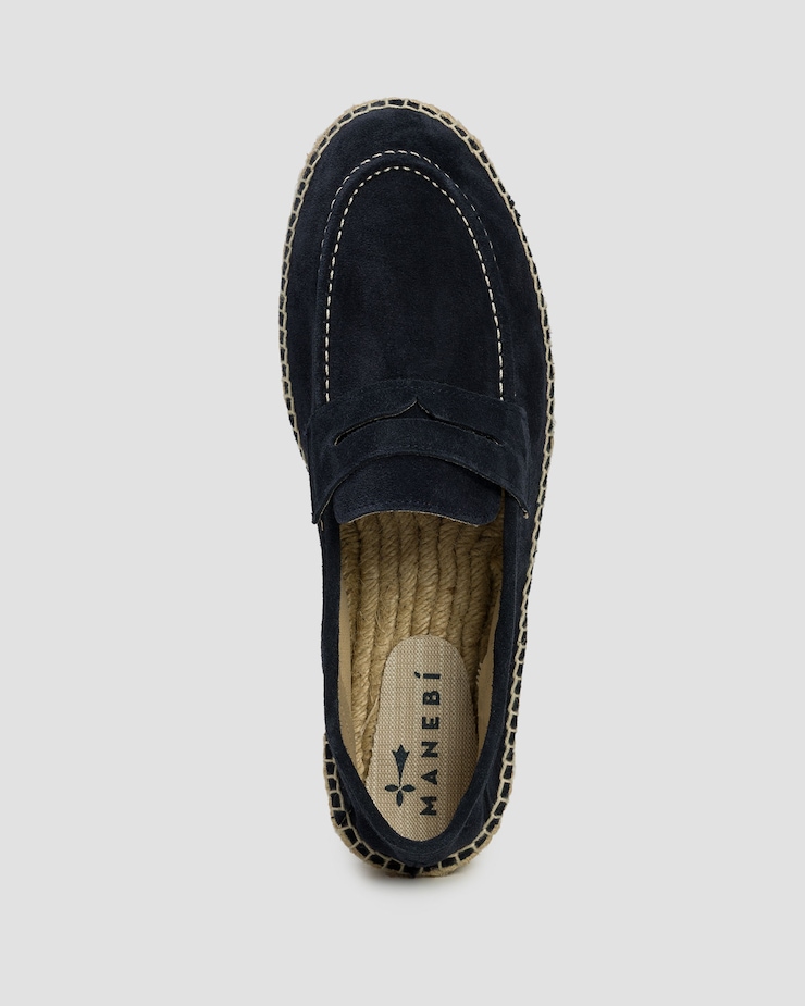 Loafer in camoscio da uomo Manebi Hamptons Loafers Espadrilles blu scuro