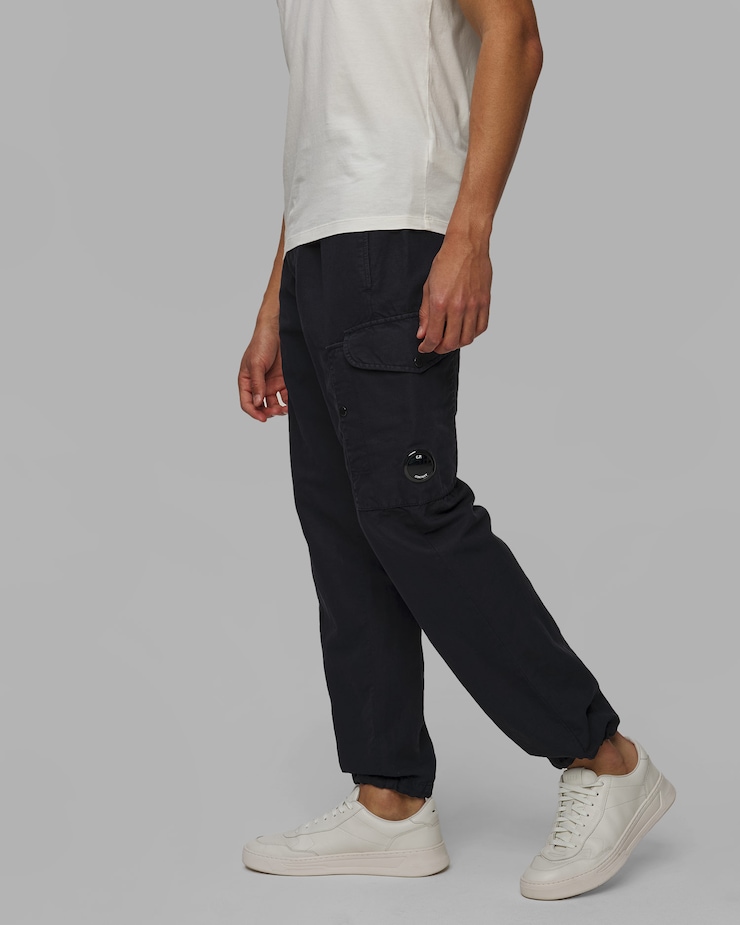 Pánské kalhoty C.P. Company Cotton/Linen Loose Pants v Tmavě Modré Barvě