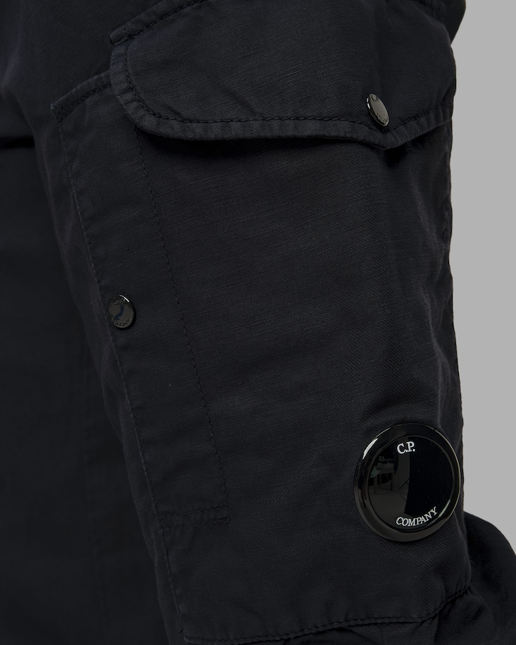 Pánské kalhoty C.P. Company Cotton/Linen Loose Pants v Tmavě Modré Barvě