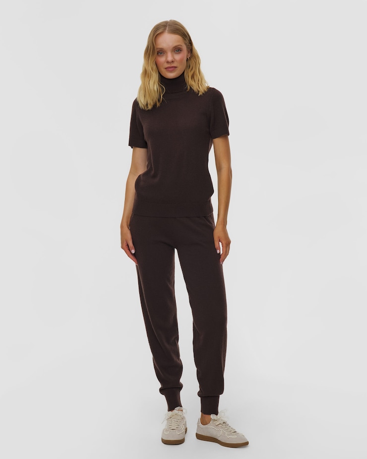 Pantalon en cachemire marron pour femmes Allude