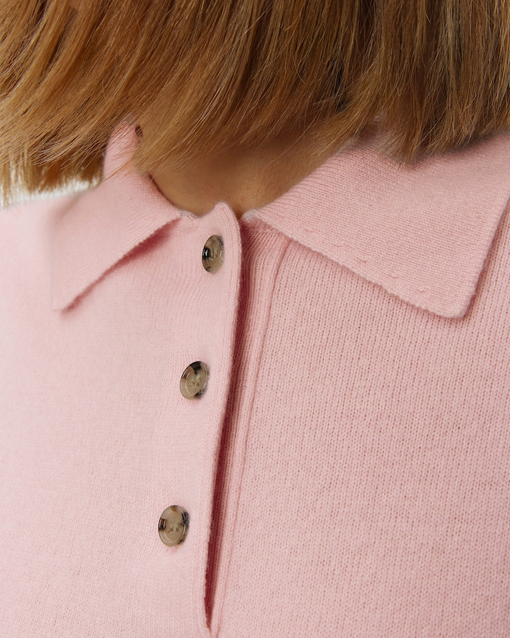 Pull à manches courtes en cachemire rose pour femmes Allude
