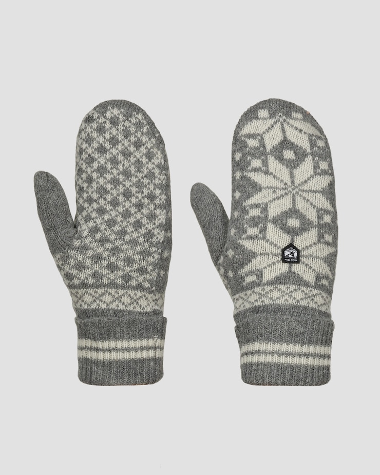 Hestra Isvik Mitt women's ski gloves grey-white, Color/Pattern: Biały,Print,Szary