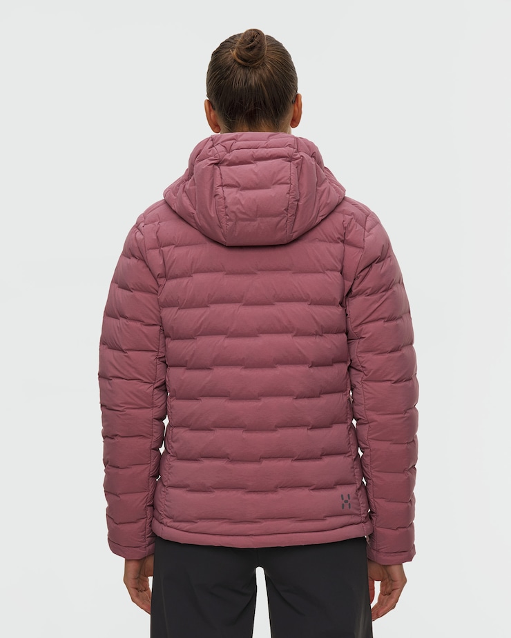 Veste en duvet pour femmes Haglofs Spitz Down Hood bordeaux