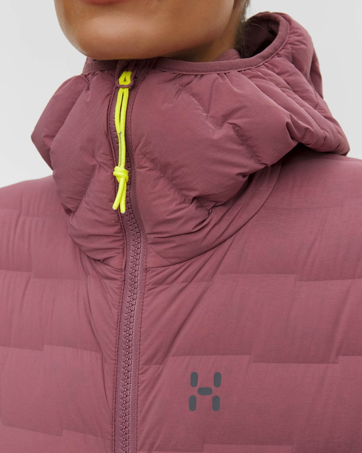 Veste en duvet pour femmes Haglofs Spitz Down Hood bordeaux