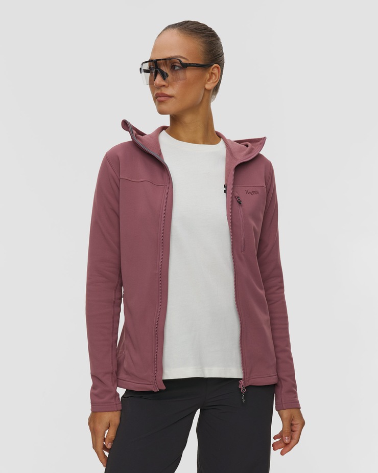 Bluza midlayer damska Haglofs Rosson Mid Hood bordowa