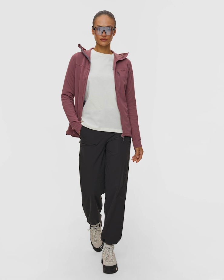 Bluza midlayer damska Haglofs Rosson Mid Hood bordowa