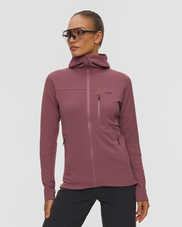 Bluza midlayer damska Haglofs Rosson Mid Hood bordowa