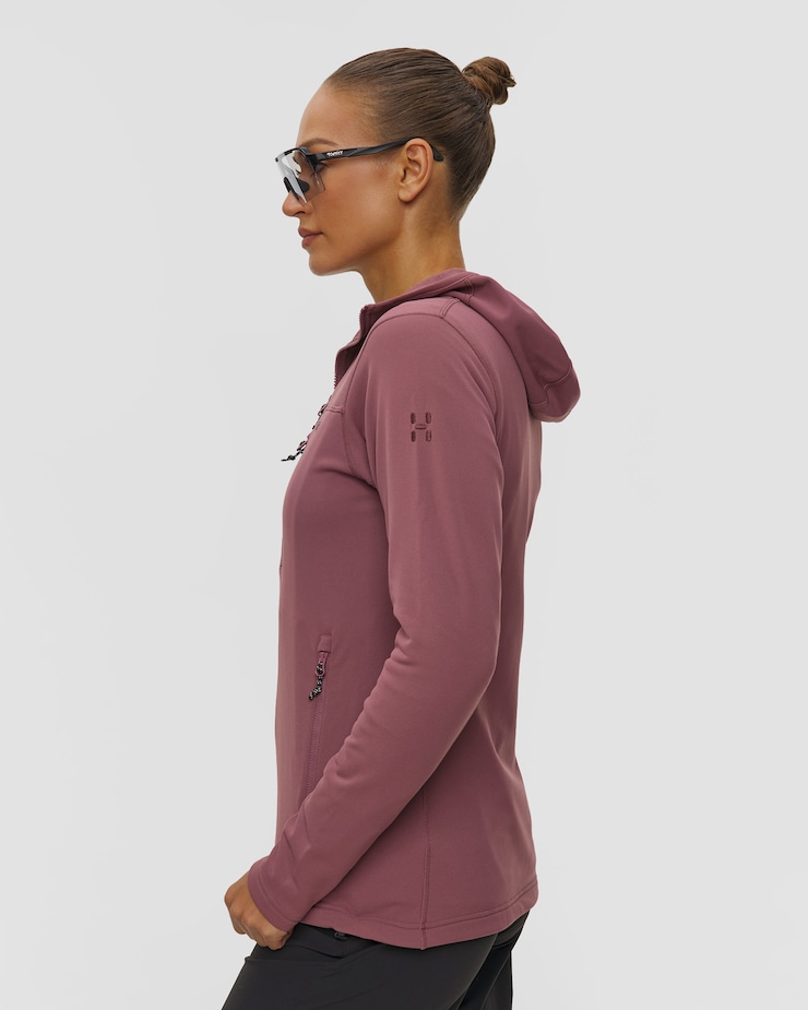 Bluza midlayer damska Haglofs Rosson Mid Hood bordowa