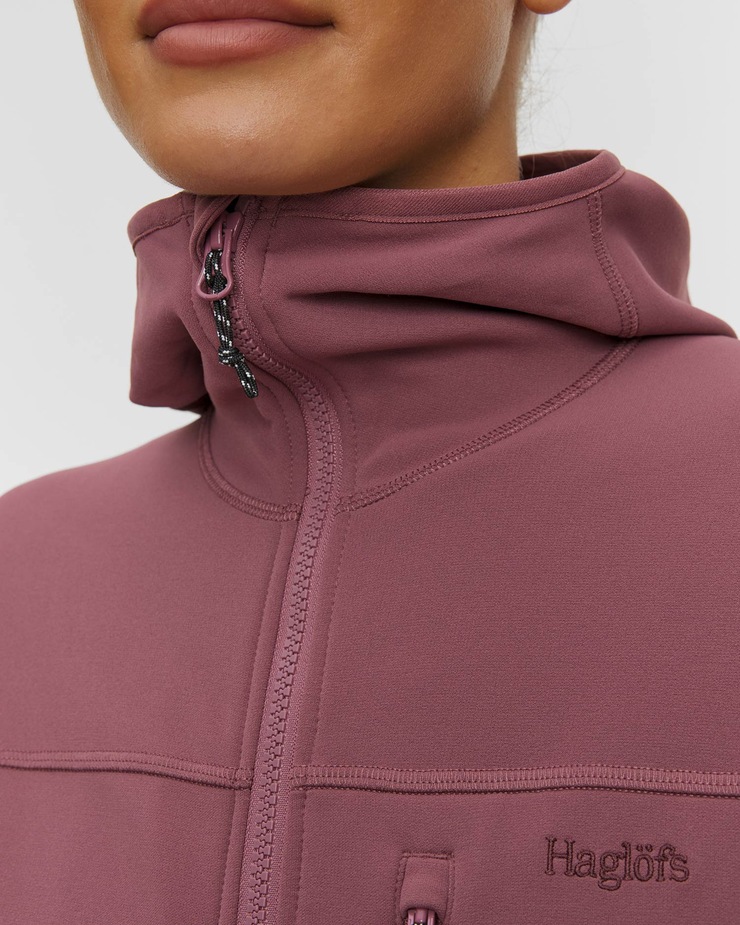 Bluza midlayer damska Haglofs Rosson Mid Hood bordowa