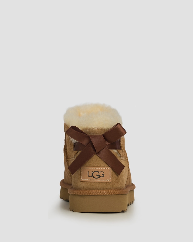 Buty damskie UGG Ultra Mini Bailey Bow brązowe
