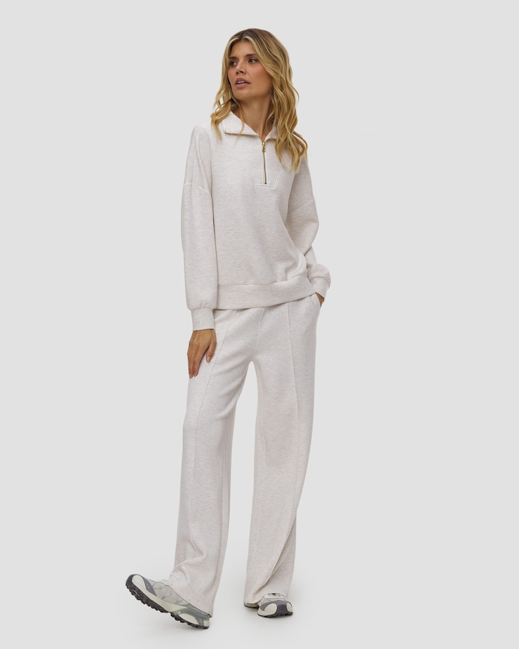 Dámská mikina Varley Hawley Half Zip Sweat v krémovém barevném odstínu