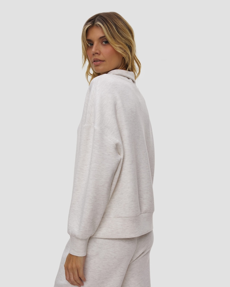 Dámská mikina Varley Hawley Half Zip Sweat v krémovém barevném odstínu