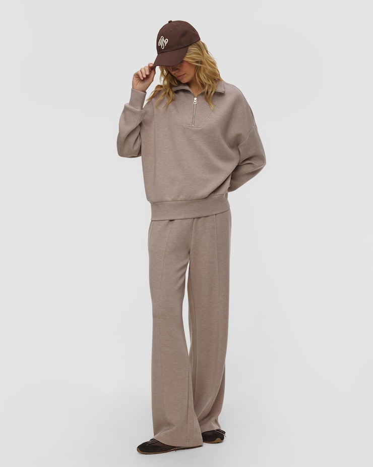 Světle hnědá dámská mikina Varley Hawley Half Zip Sweat
