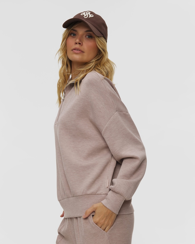 Světle hnědá dámská mikina Varley Hawley Half Zip Sweat