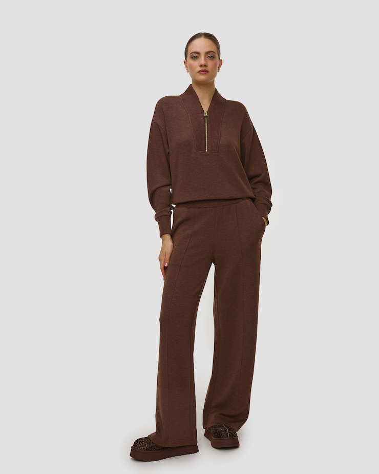 Hnědé dámské tepláky Varley The Wide Leg Pant 30