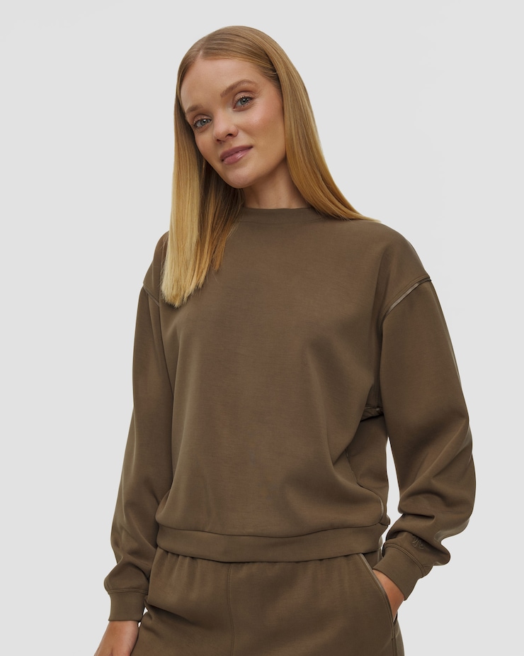 Hnědá dámská mikina Varley Coralie Crew Neck Sweat