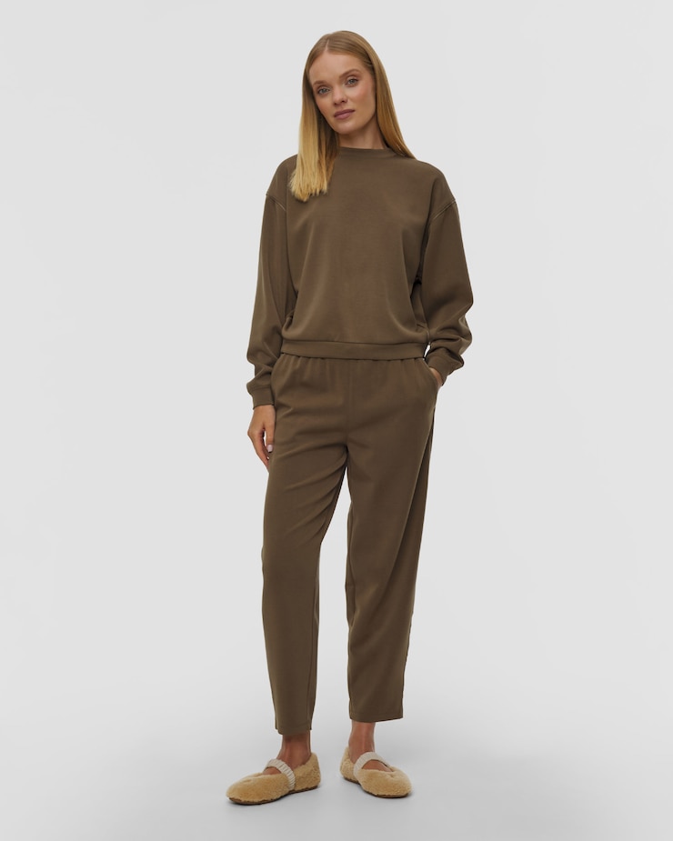 Hnědá dámská mikina Varley Coralie Crew Neck Sweat