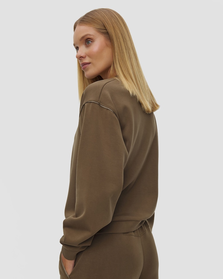 Hnědá dámská mikina Varley Coralie Crew Neck Sweat