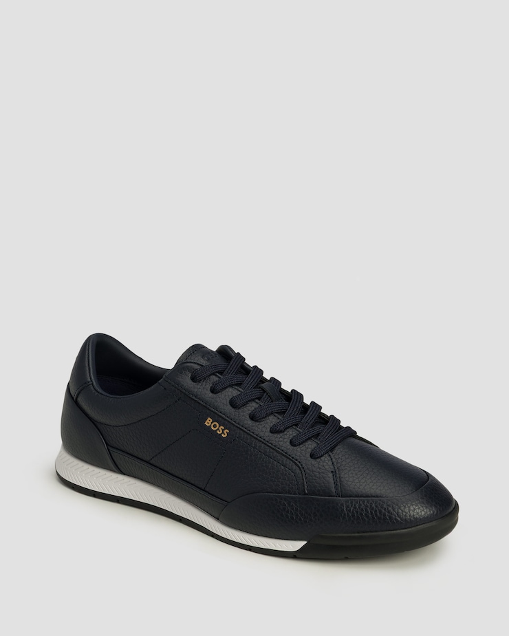 Sneakers in pelle da uomo Hugo Boss, Colore/Disegno: Granatowy