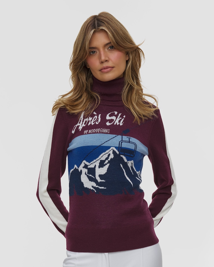 Dámsky vlnený rolák We Norwegians Afterski Sweater Women, Farba-Vzor: Czerwony