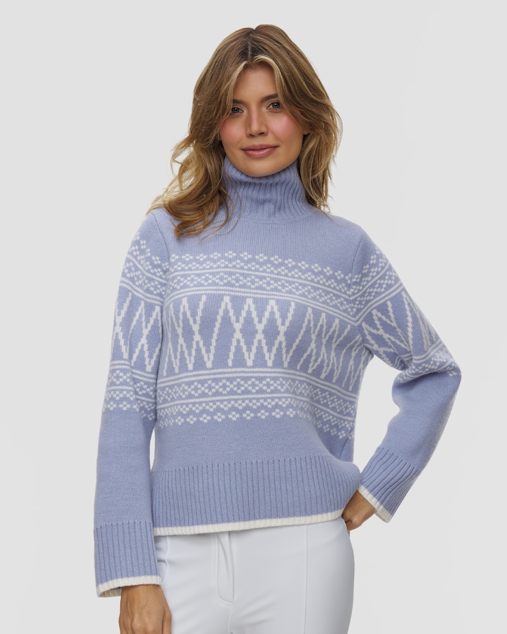 Dámsky sveter s rolákom We Norwegians Setesdal Pullover Women, Farba-Vzor: Niebieski