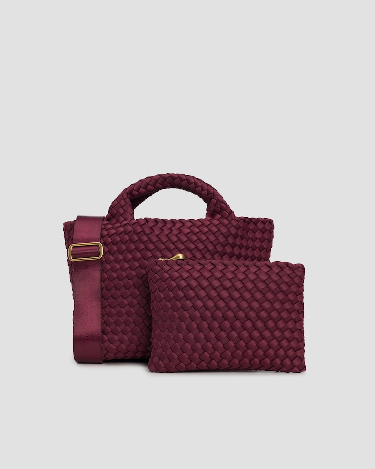 Hand-woven bag Naghedi St Barths Small Tote burgundy