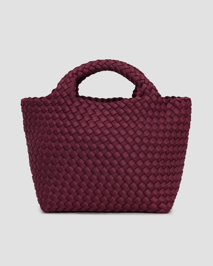 Hand-woven bag Naghedi St Barths Small Tote burgundy