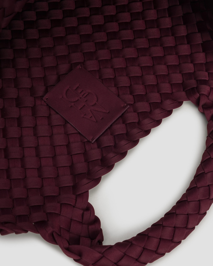 Hand-woven bag Naghedi St Barths Small Tote burgundy