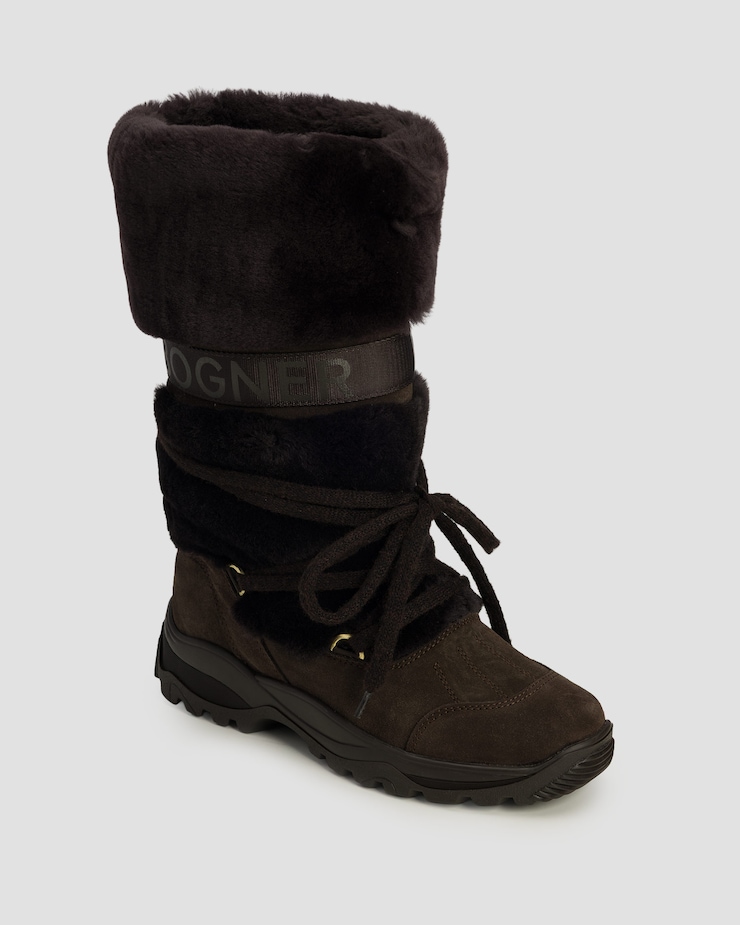 Bottes d'hiver à crampons pour femmes BOGNER Alta Badia S 8 B, Couleur: Brązowy