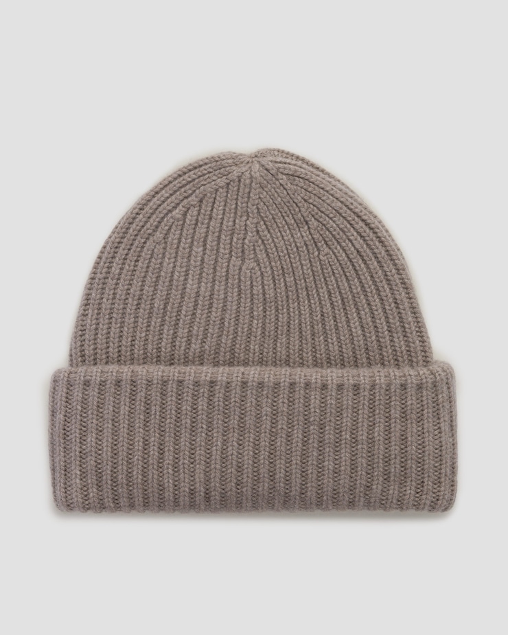 Bonnet d'hiver en cachemire pour femmes Soft Goat Ribbed Beanie, Couleur: Beżowy,Szary