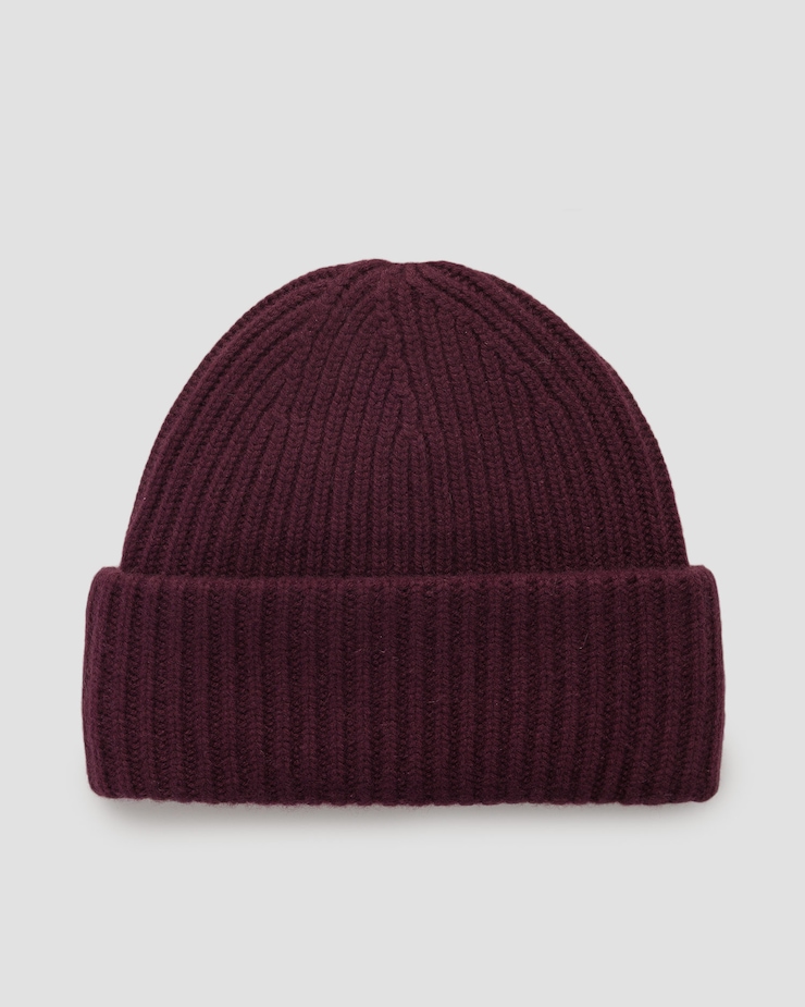 Bonnet en cachemire pour femmes Soft Goat Ribbed Beanie