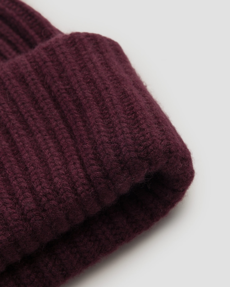 Bonnet en cachemire pour femmes Soft Goat Ribbed Beanie