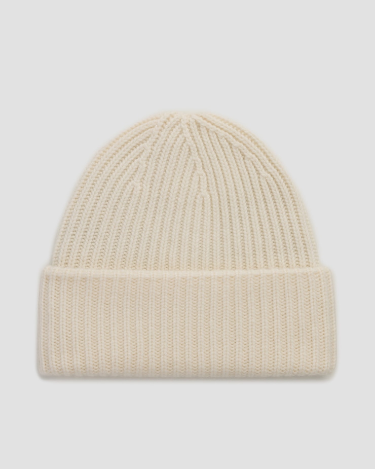 Bonnet d'hiver en cachemire pour femmes Soft Goat Ribbed Beanie, Couleur: Biały