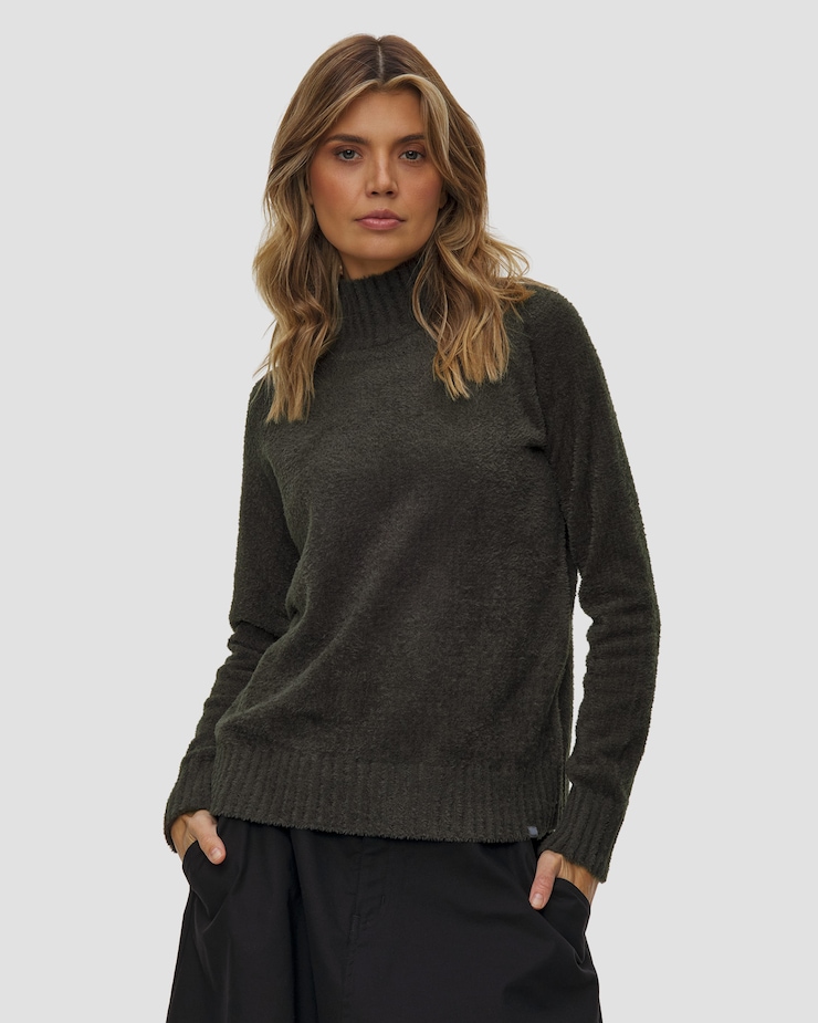 Houdini Lykan Crew Technischer Damenpullover in Grün, Farbe/Muster: Zielony