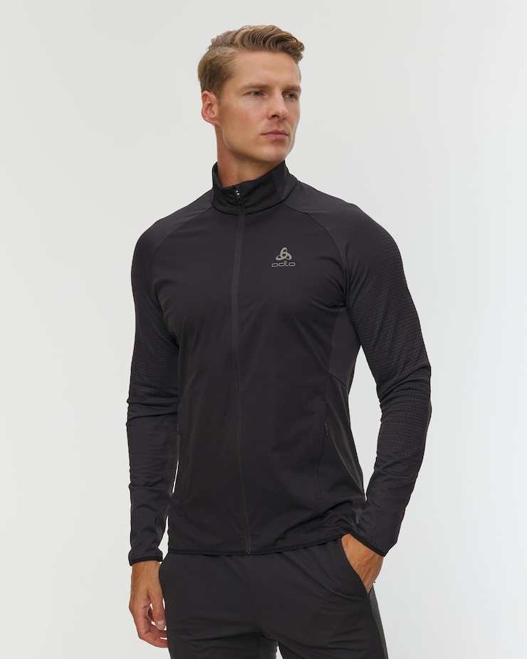 Hybrydowa kurtka biegowa męska Odlo Zeroweight Warm Hybrid Jacket czarna
