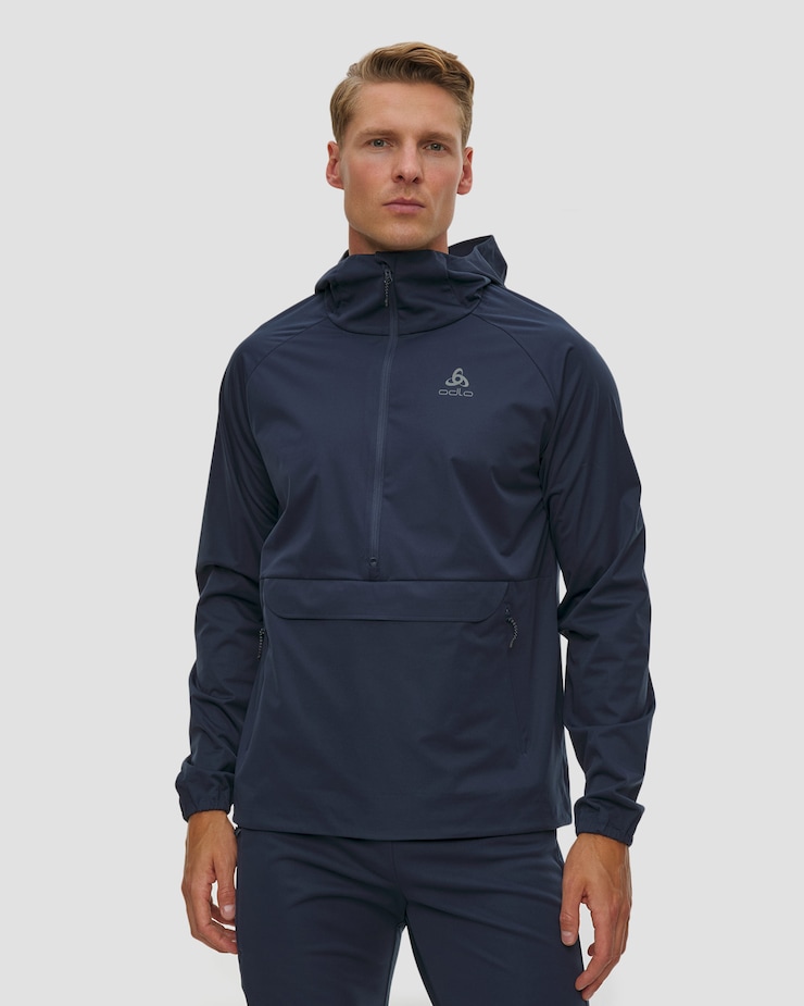 Tmavě modrá pánská nepromokavá větrovka Odlo Zeroweight Pro Windproof Anorak Jacket
