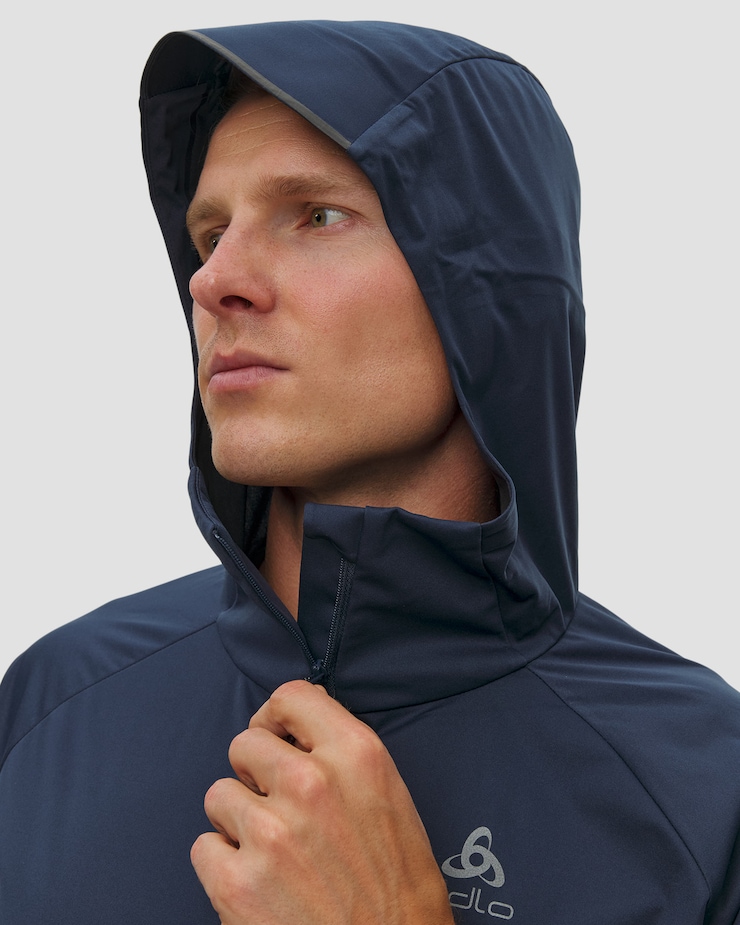 Tmavě modrá pánská nepromokavá větrovka Odlo Zeroweight Pro Windproof Anorak Jacket