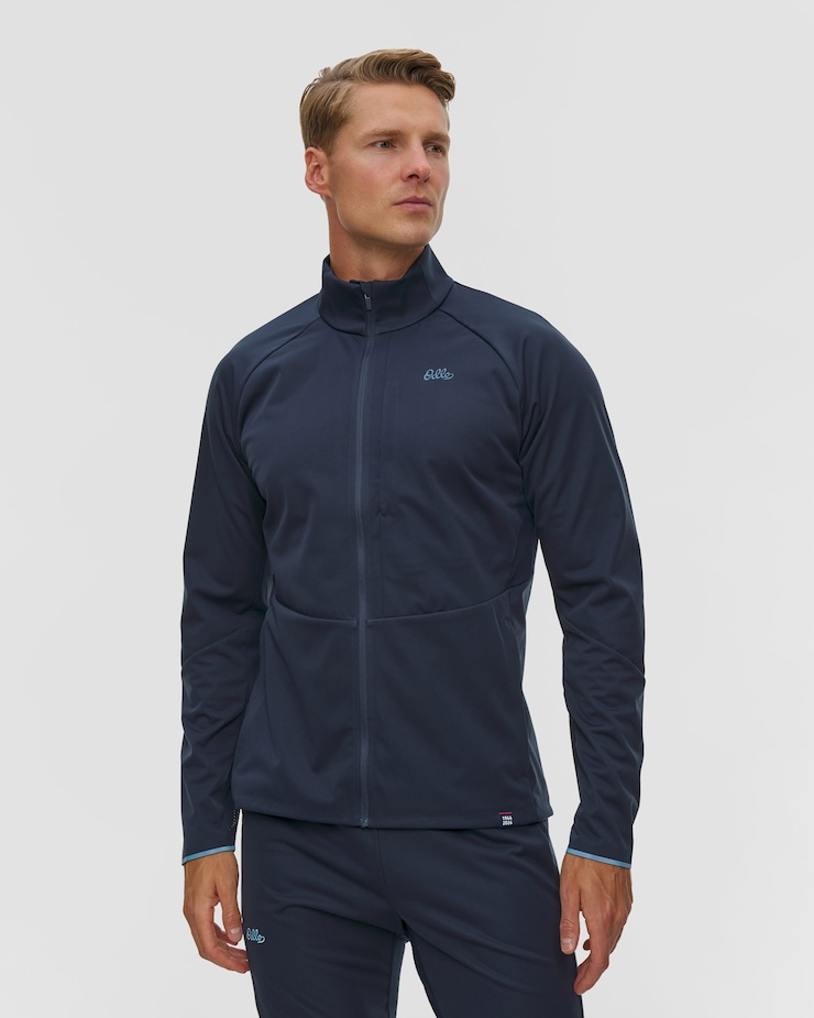 Tmavě modrá pánská běžecká větrovka Odlo Zeroweight Elite Windproof 80 Years Jacket
