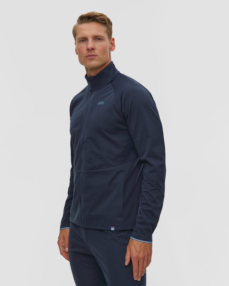 Tmavě modrá pánská běžecká větrovka Odlo Zeroweight Elite Windproof 80 Years Jacket
